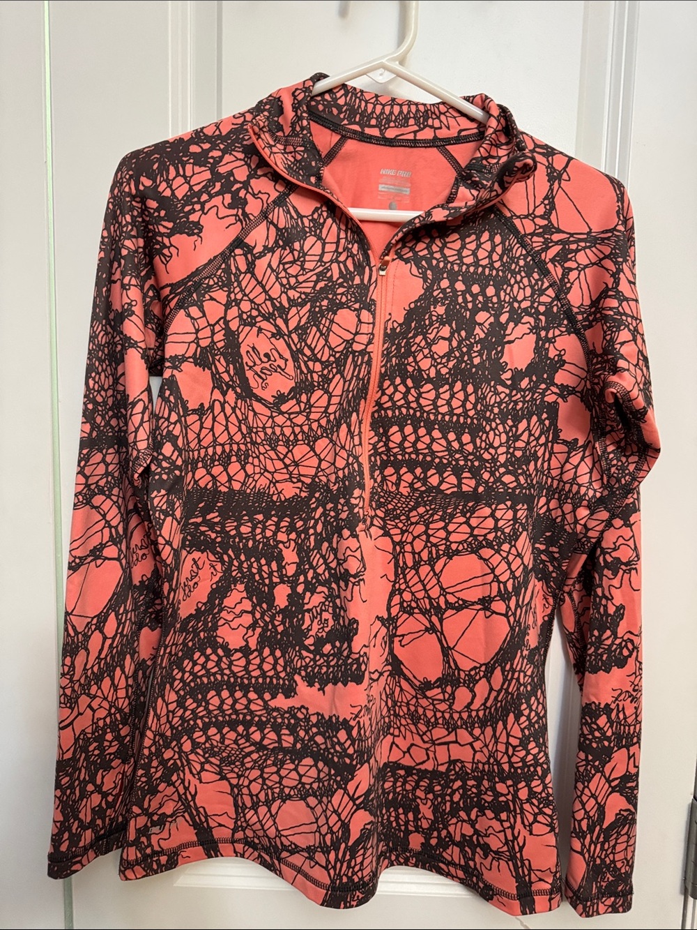 Nike Coral Pink and Black Patterned Ski Jacket